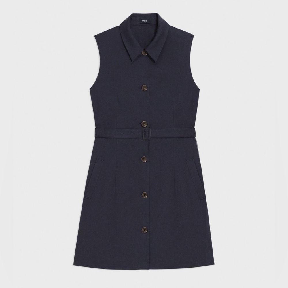 NWT Theory Good Linen Belted Military Dress in Concord